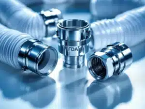 FDA-gecertificeerde industriële flexibele manchetten en connectoren van roestvrij staal op witte ondergrond