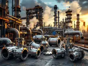 Roestvrijstalen flexibele koppelingen en expansievoegen in petrochemische raffinaderij met distillatiekolommen