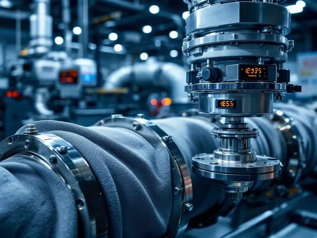 Industriële luchtbehandelingsverbindingen worden getest met chromen meetapparatuur in moderne laboratoriumomgeving