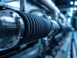 Industriële HVAC flexibele slangen en compensatoren met metalen flenzen in modern ventilatiesysteem