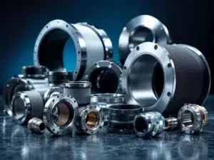 Industrial flexible cuffs and compensators made of various materials in close-up with professional lighting